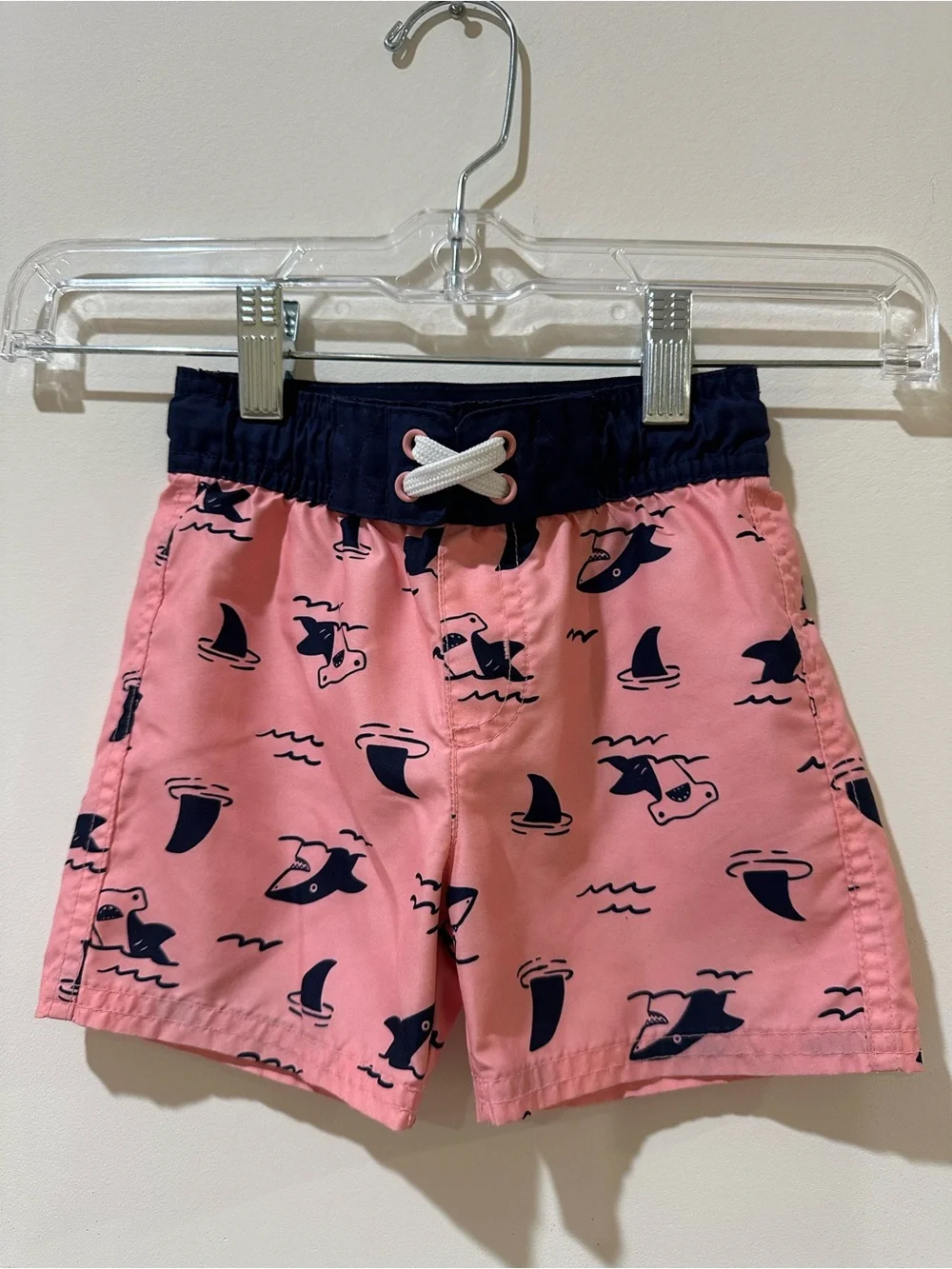 Cat & Jack Shark Swim Trunks 18M Pink Navy Toddler Boys